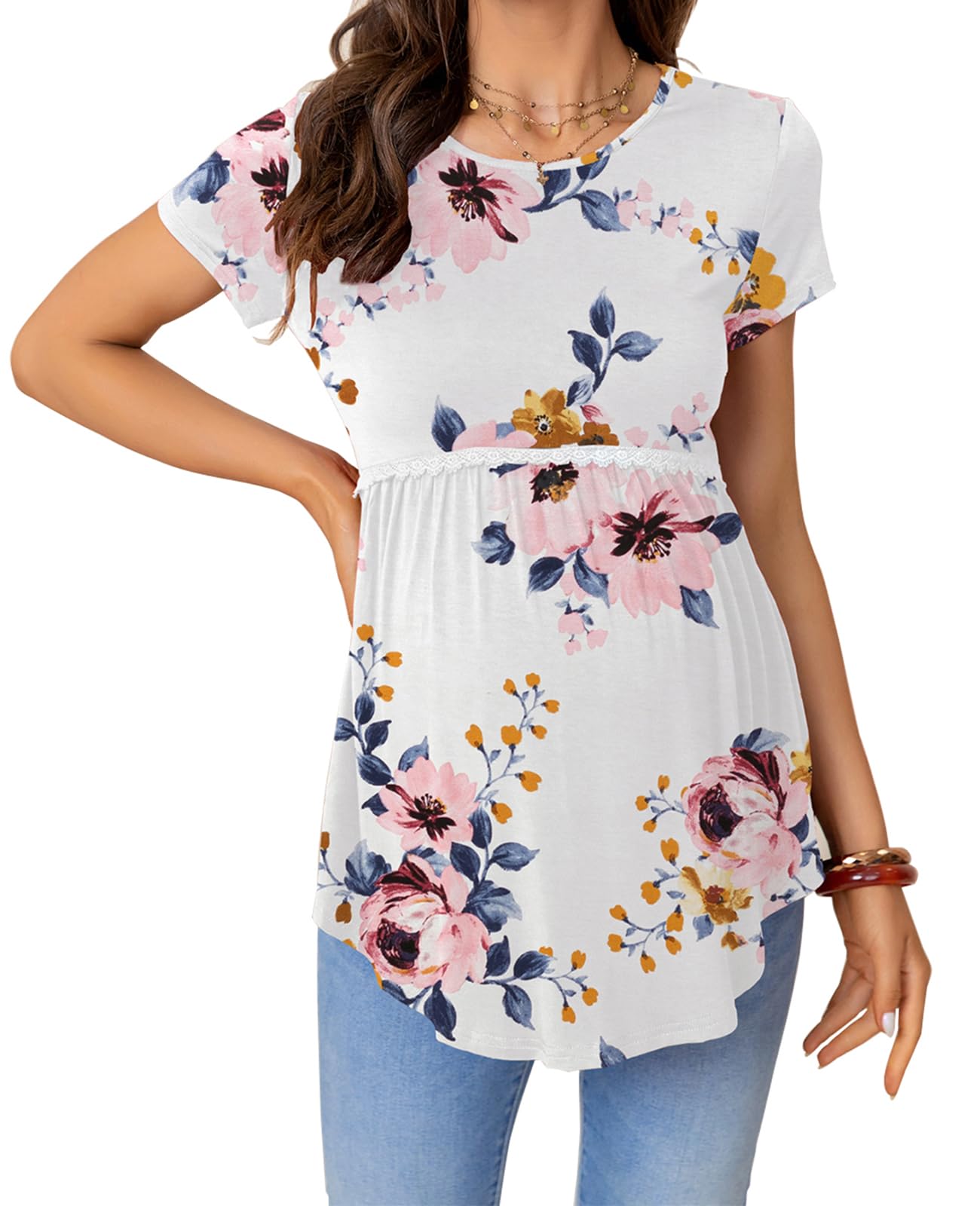Comfortable Women's Maternity Tops - Soft Short Sleeve Pregnancy T-Shirts & Blouses for Expecting Moms | Perfect for Work, Casual Wear & Maternity Photos