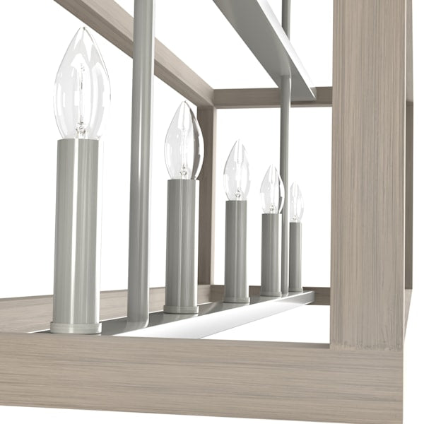 Hunter Squire Manor 5-Light Linear Chandelier in Brushed Nickel - Modern Dining Room Lighting Fixture for Kitchen Island, Entryway & Living Room