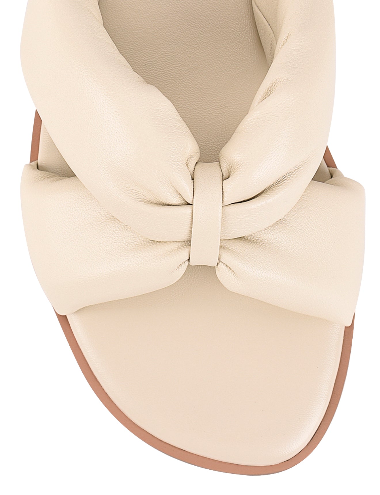 Madeline Beige Leather Flat Slides for Women - Comfortable Summer Sandals for Beach, Pool, and Casual Wear