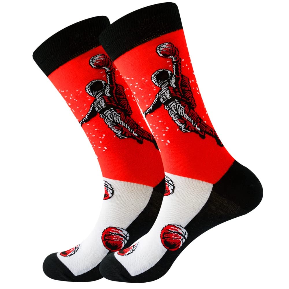 Universe Men's Astronaut Print Socks - Trendy Basketball & Football Tube Socks with Alien Design - Perfect for Sports, Cosplay & Gift Giving