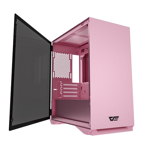 DLM22 Compact mATX PC Case with Tempered Glass Side Panel - High Airflow Design for Gaming & Workstation Builds [No Fans Included] - Perfect for Home Office & Esports Setups