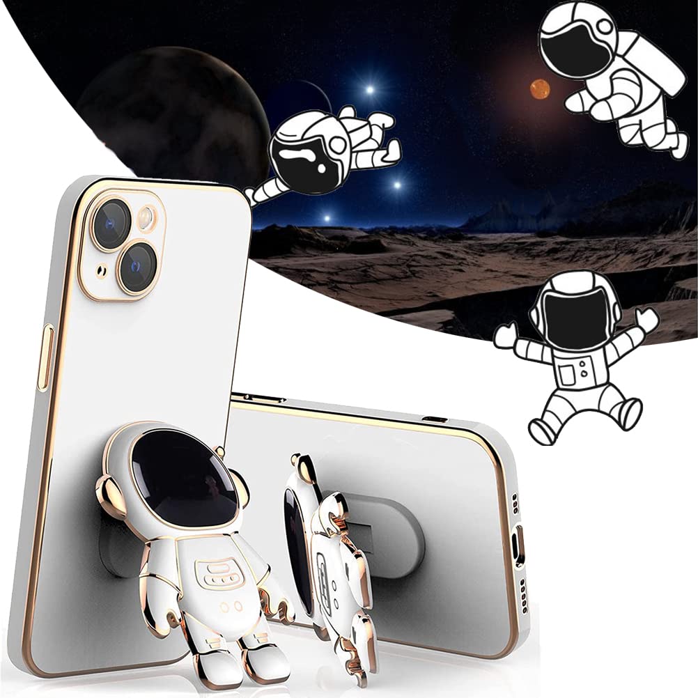 3D Astronaut Hidden Stand Phone Case for iPhone X/XS - 6D Plating Protective Cover with Stand & Lens Film (White) | Durable, Stylish & Perfect for Travel, Work & Everyday Use