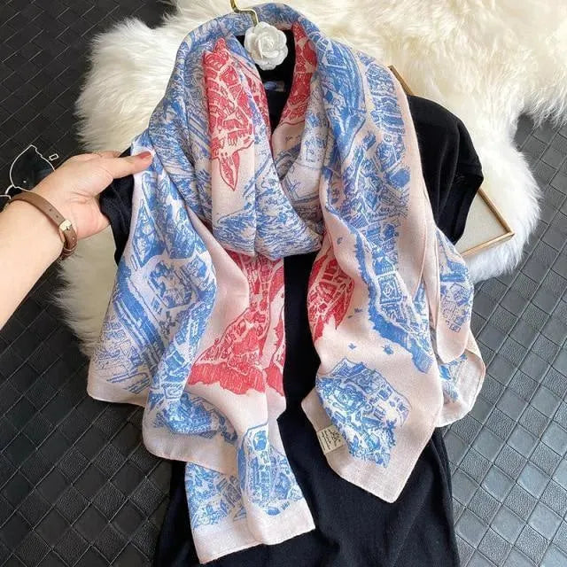 Luxury Striped Scarves for Women - Soft Cashmere & Silk Fashion Scarves - Perfect for Winter, Fall, and Elegant Outfits