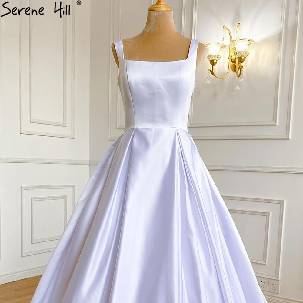 Serene Hill White Satin Sexy Wedding Dresses 2025 | Sleeveless Simple Lace Up Bridal Gowns | Custom Made HA2503A | Perfect for Beach Weddings, Vow Renewals & Romantic Ceremonies