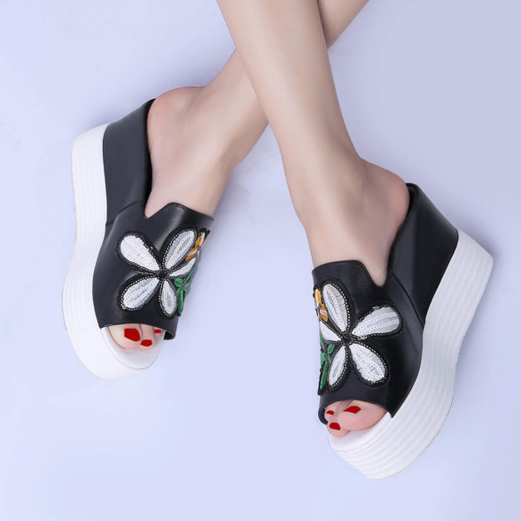Women's Comfortable Platform Wedge Sandals - Slip On Peep Toe High Heel Slides for Casual Wear | Perfect for Summer Outfits, Beach Vacations & Everyday Fashion