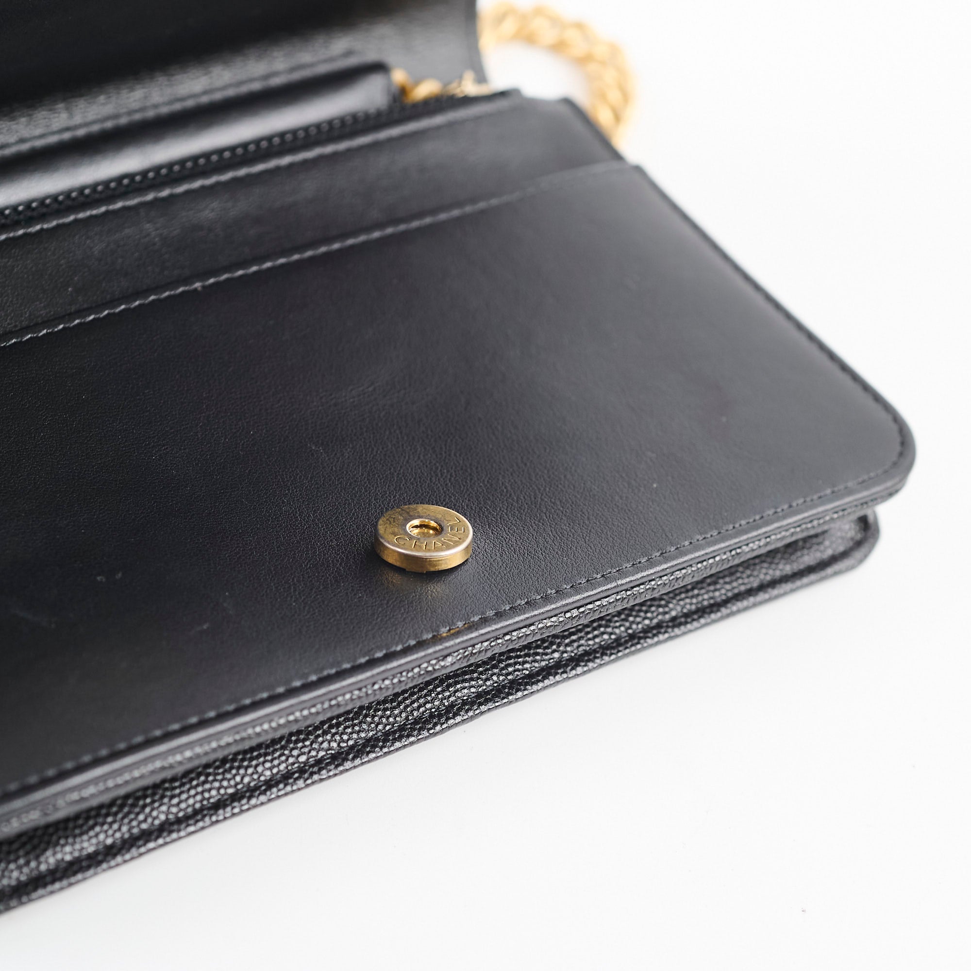 Chanel Caviar Leather Boy Wallet on Chain WOC Black Crossbody Bag for Women | Luxury Designer Handbag for Evening Out & Special Occasions