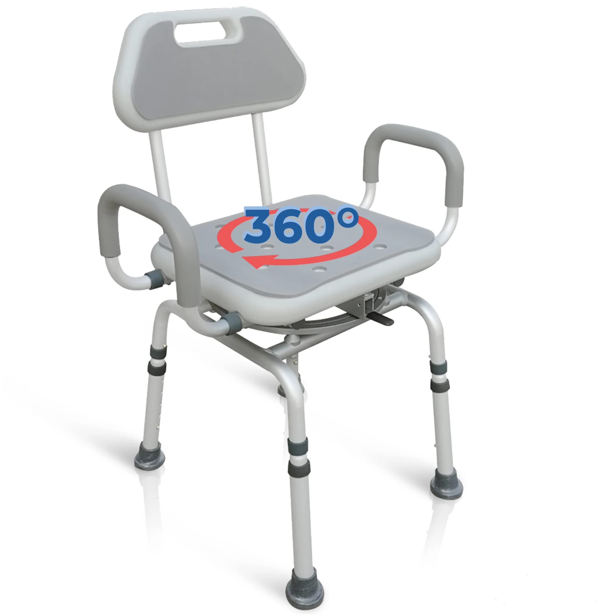 Premium 360° Swivel Shower Chair with Padded Seat & Backrest - Adjustable Bath Bench for Elderly & Disabled - Locking Mechanism & Center Lever for Safety - Ideal for Bathroom, Spa & Mobility Assistance