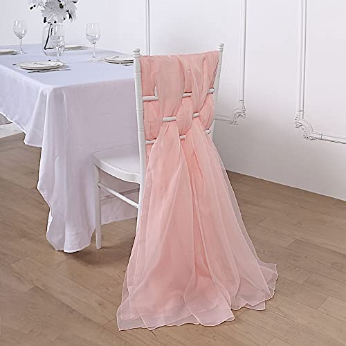 50 Extra Wide Premium Chiffon Chair Sashes - Blush Pink Wedding Decorations for Ceremony, Reception & Party Decor - Elegant Chair Bows for Banquet, Bridal Shower & Special Events