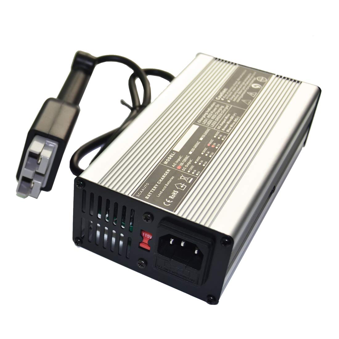 48V 5A Golf Cart Battery Charger for Trojan Batteries - Lightweight & Slim Design with Anderson SB50 Connector & Handle - Compatible with Yamaha, Club Car, EZGO, Marathon Golf Carts (Silver) - Perfect for Home, Golf Course & RV Use