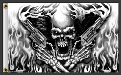 NEOPlex Skull & Flames Traditional American Flag - Patriotic Decor for Home, Man Cave, Motorcycle & Outdoor Events