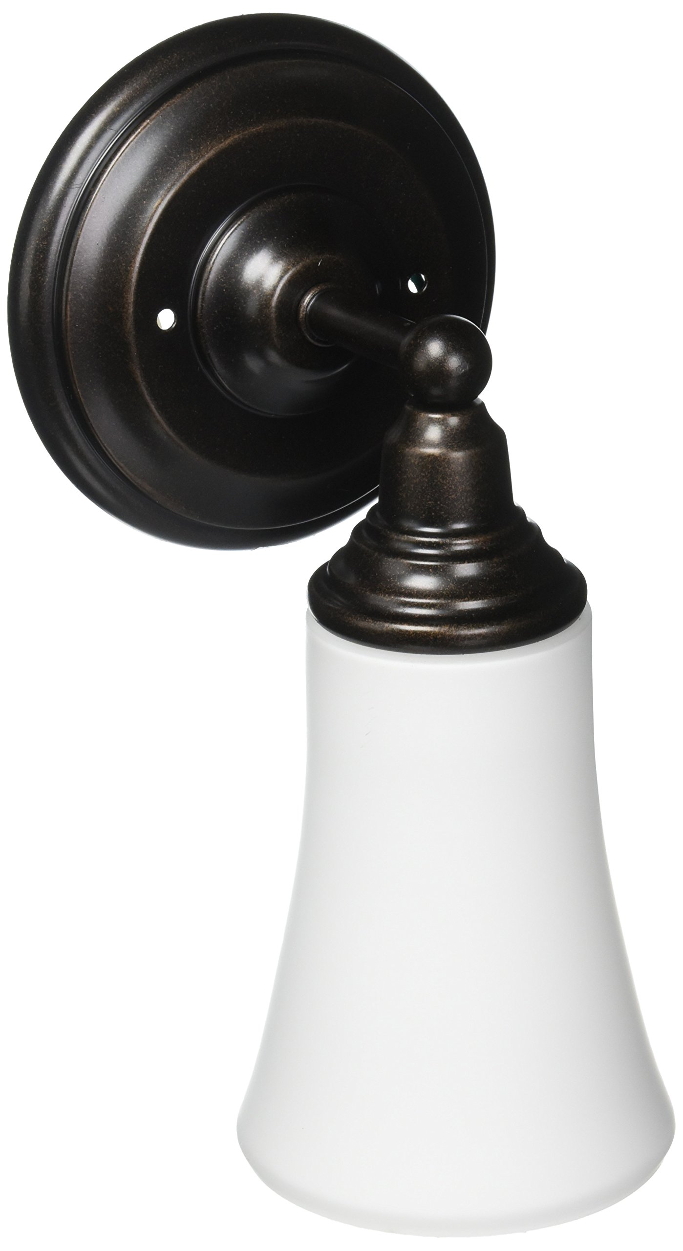 Moen YB8261ORB Rothbury 1-Light Dual-Mount Bathroom Vanity Light Fixture with Frosted Glass Shade in Oil Rubbed Bronze - Perfect for Bathroom, Powder Room, and Dressing Area Lighting