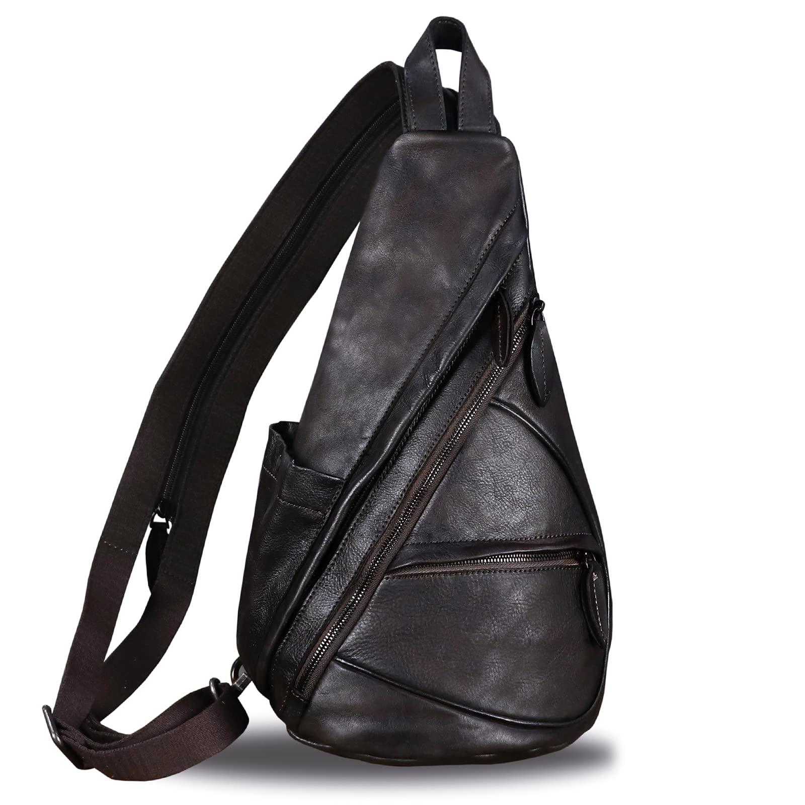 Genuine Leather Sling Bag for Men & Women - Vintage Crossbody Shoulder Backpack for iPad - Perfect for Travel, Work & Daily Commute