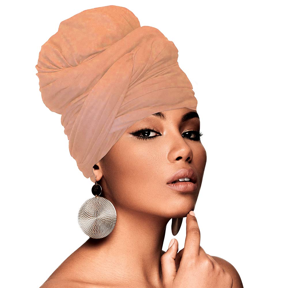 Beauty Town Large Crinkle Head Wrap Scarf - Stylish Turban Headband & Hair Tie for Women - Perfect for Workouts, Yoga, Travel, and Everyday Fashion