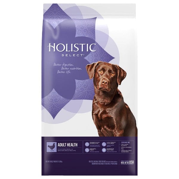 Holistic Select Adult Health Chicken Meal & Brown Rice Recipe Dry Dog Food - 30lb Bag for Large Breed Dogs | High Protein Grain-Free Kibble for Optimal Digestion & Shiny Coat | Perfect for Active Dogs & Daily Feeding