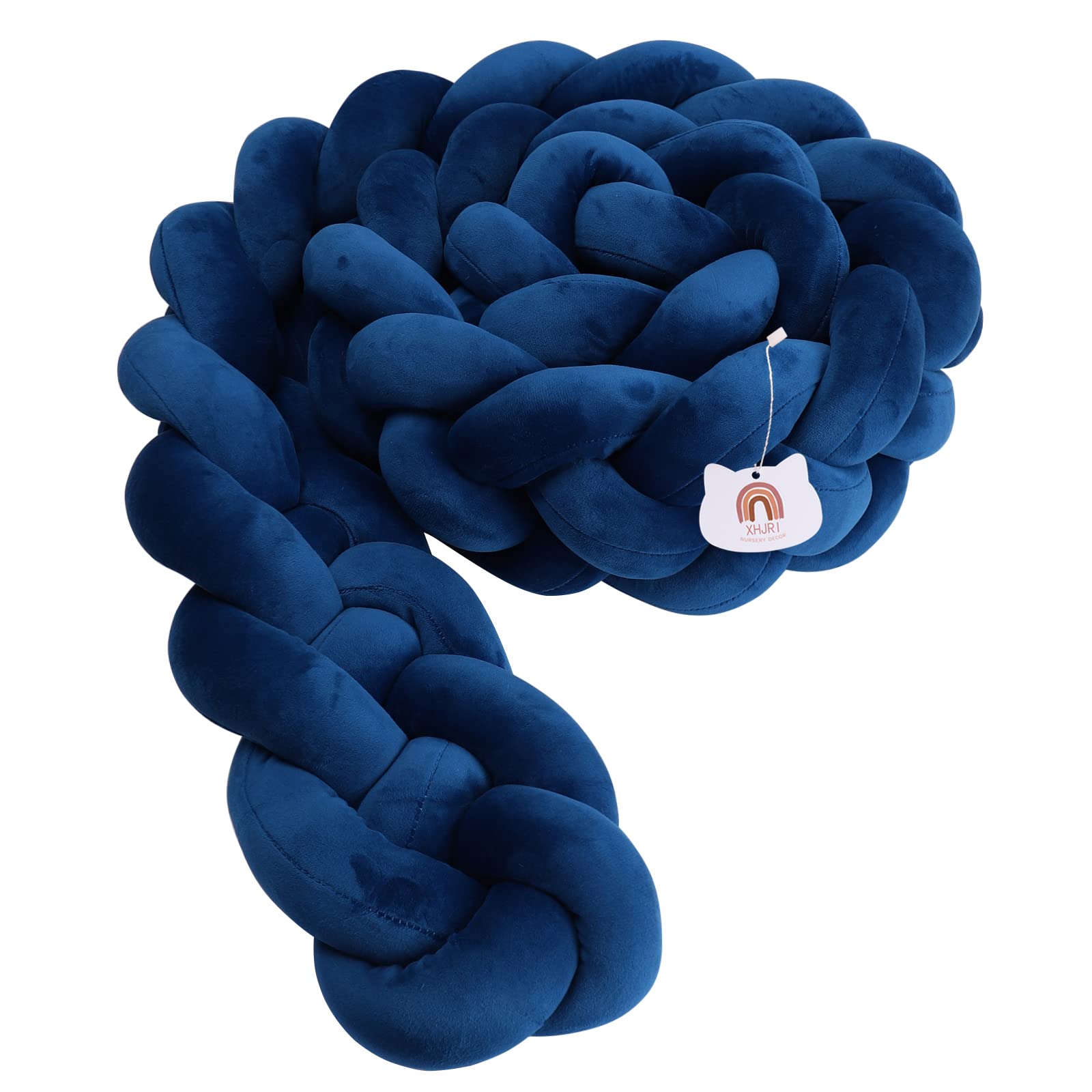 4 Strand Hand Woven Decorative Knotted Pillow - Soft Plush Throw Cushion for Sofa, Bed & Home Decor - Navy Blue 196 Inch - Perfect for Living Room, Bedroom & Gap Filling
