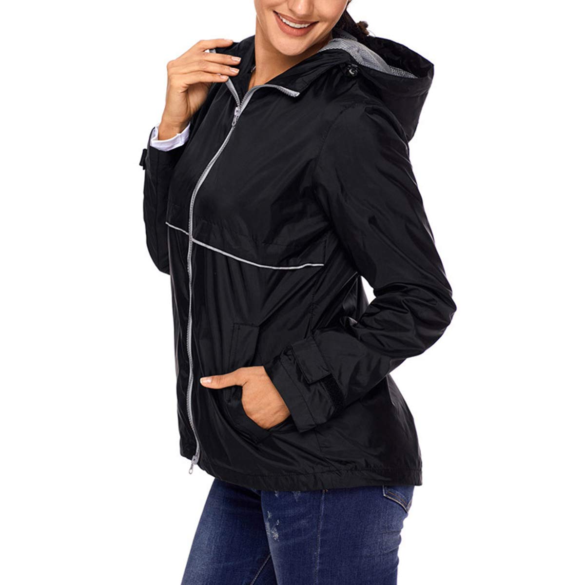 FAXIKIO Women's Waterproof Rain Jacket - Lightweight Hooded Windbreaker for Outdoor Activities, Hiking & Travel | All-Weather Protection