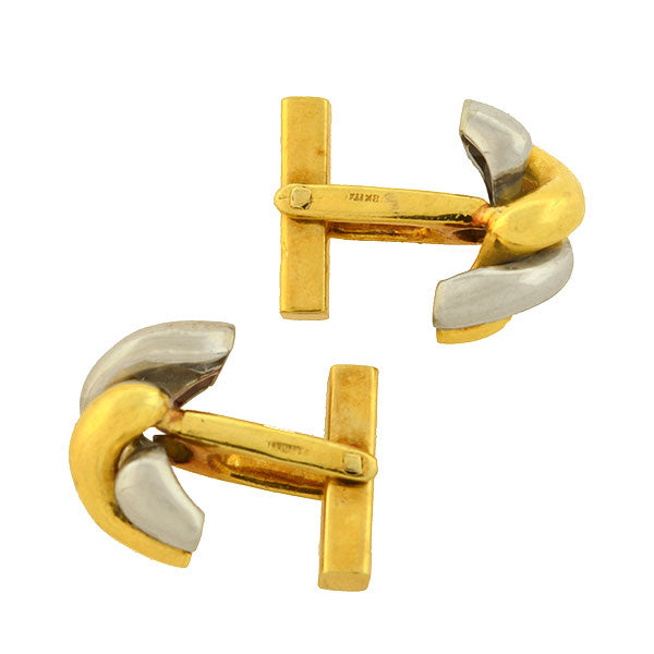 Tiffany & Co. 18K Gold Mixed Metals Coiled Cufflinks for Men - Luxury Dress Accessories for Weddings, Business & Formal Events