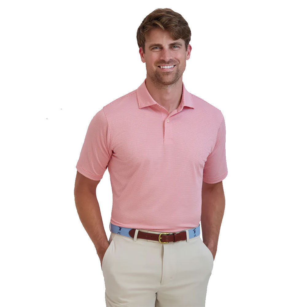 Fairway & Greene Men's Mini Stripe Golf Polo Shirt - Breathable Performance Polo for Golf, Casual Wear & Outdoor Activities