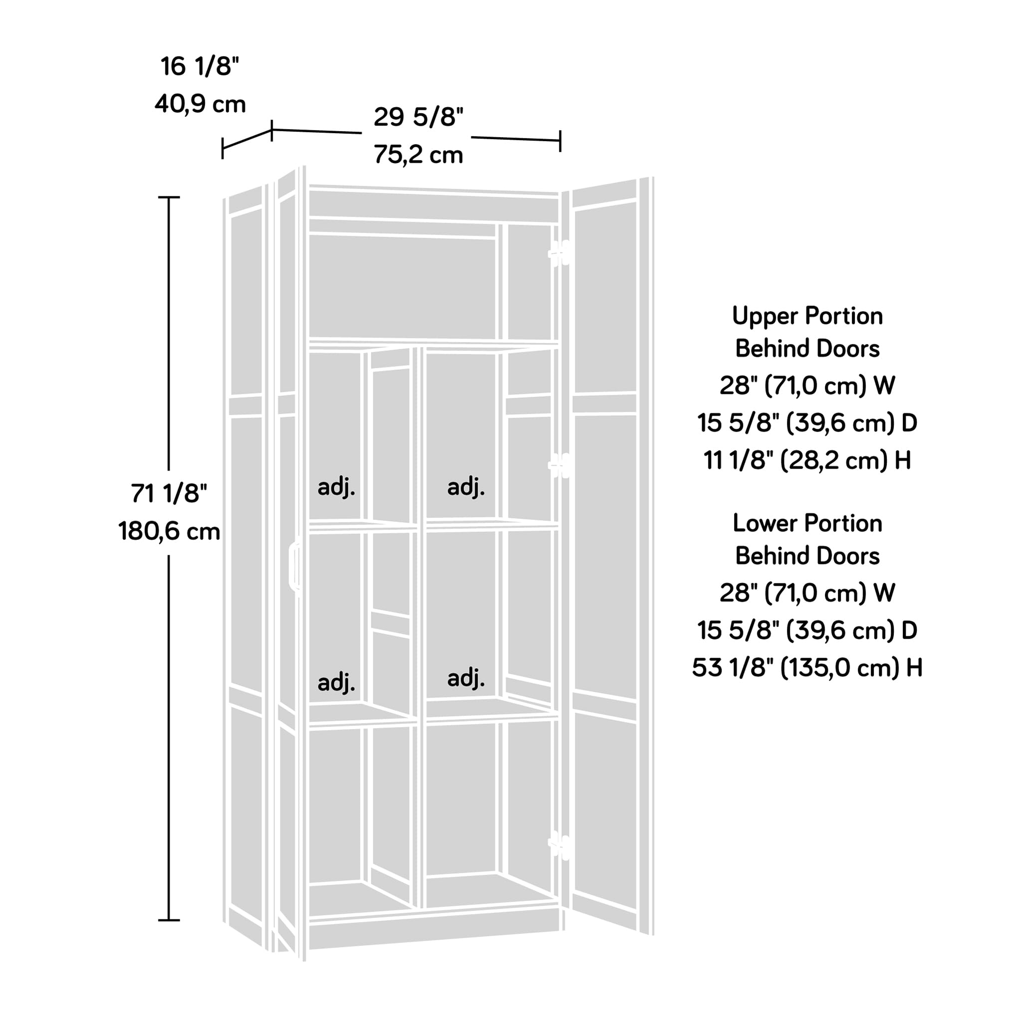 Sauder Select Storage Cabinet with Adjustable Shelves - Kitchen Pantry & Bathroom Organizer in Highland Oak - Perfect for Home, Office, and Laundry Room Storage Solutions