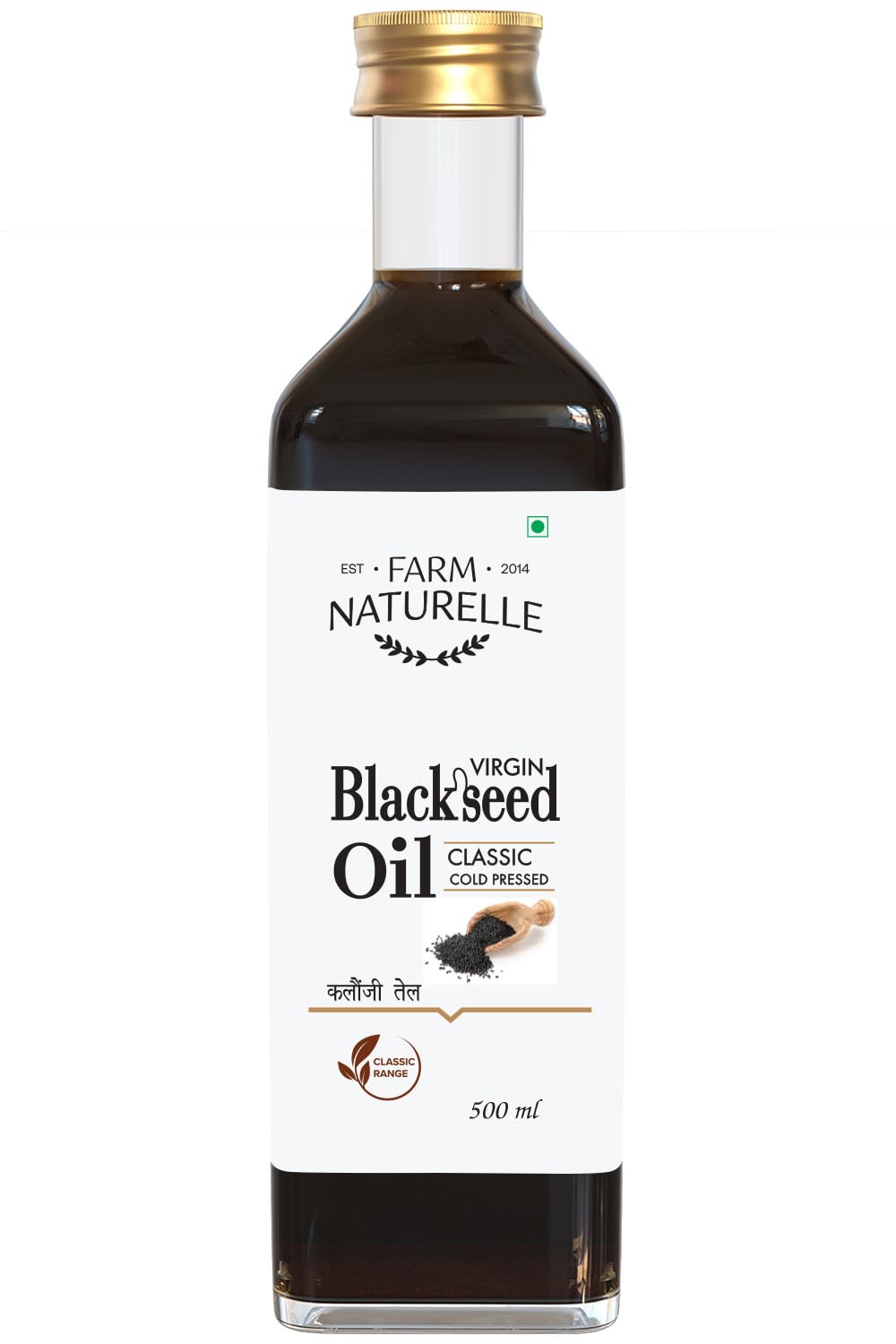 Farm Naturelle 100% Pure Organic Black Seed Oil (Kalonji Oil) 500ml - Cold Pressed, Unrefined for Hair Growth, Skin Care & Immune Support - Perfect for Daily Supplement & Natural Remedies