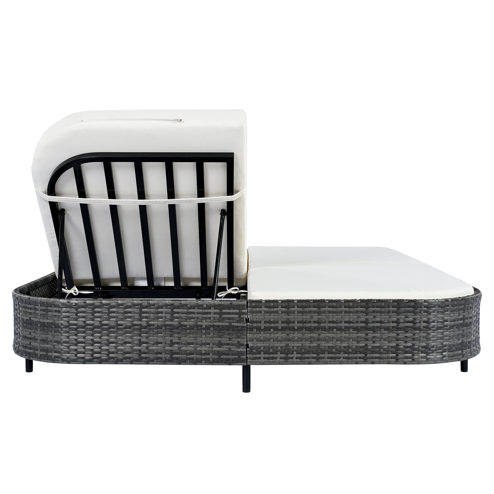 Outdoor Rattan Daybed with 5-Position Adjustable Backrest & Removable Cushions - Perfect for Patio, Garden, Backyard and Poolside Relaxation