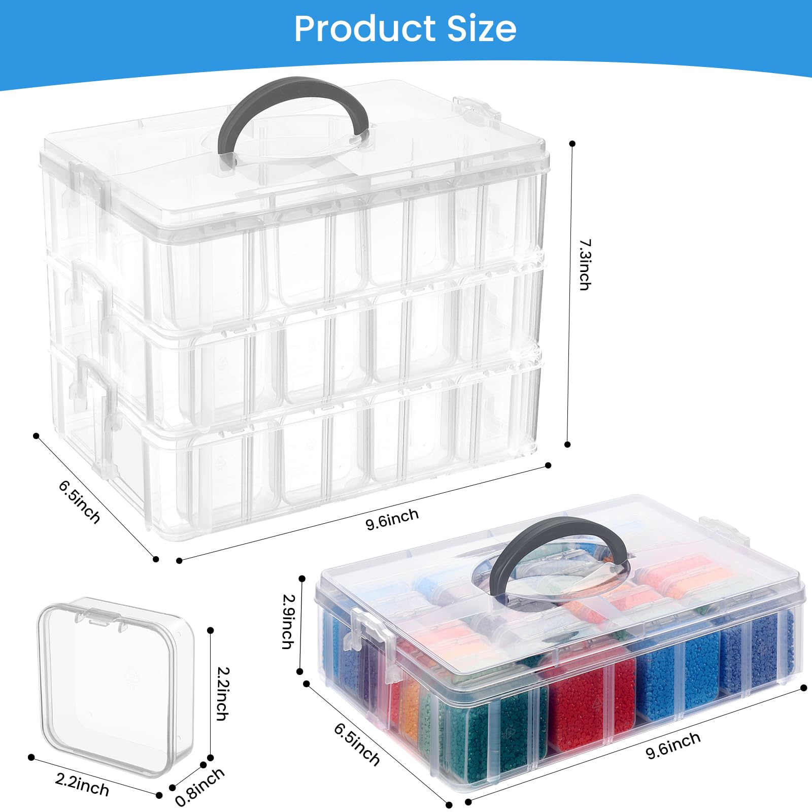 84 Pcs Small Bead Organizer Box with 3-Tier Storage, Stackable Plastic Jewelry Case for Bracelet Making, DIY Crafts, Nail Charms - Portable Bead Storage Solution for Jewelry Artists & Craft Enthusiasts