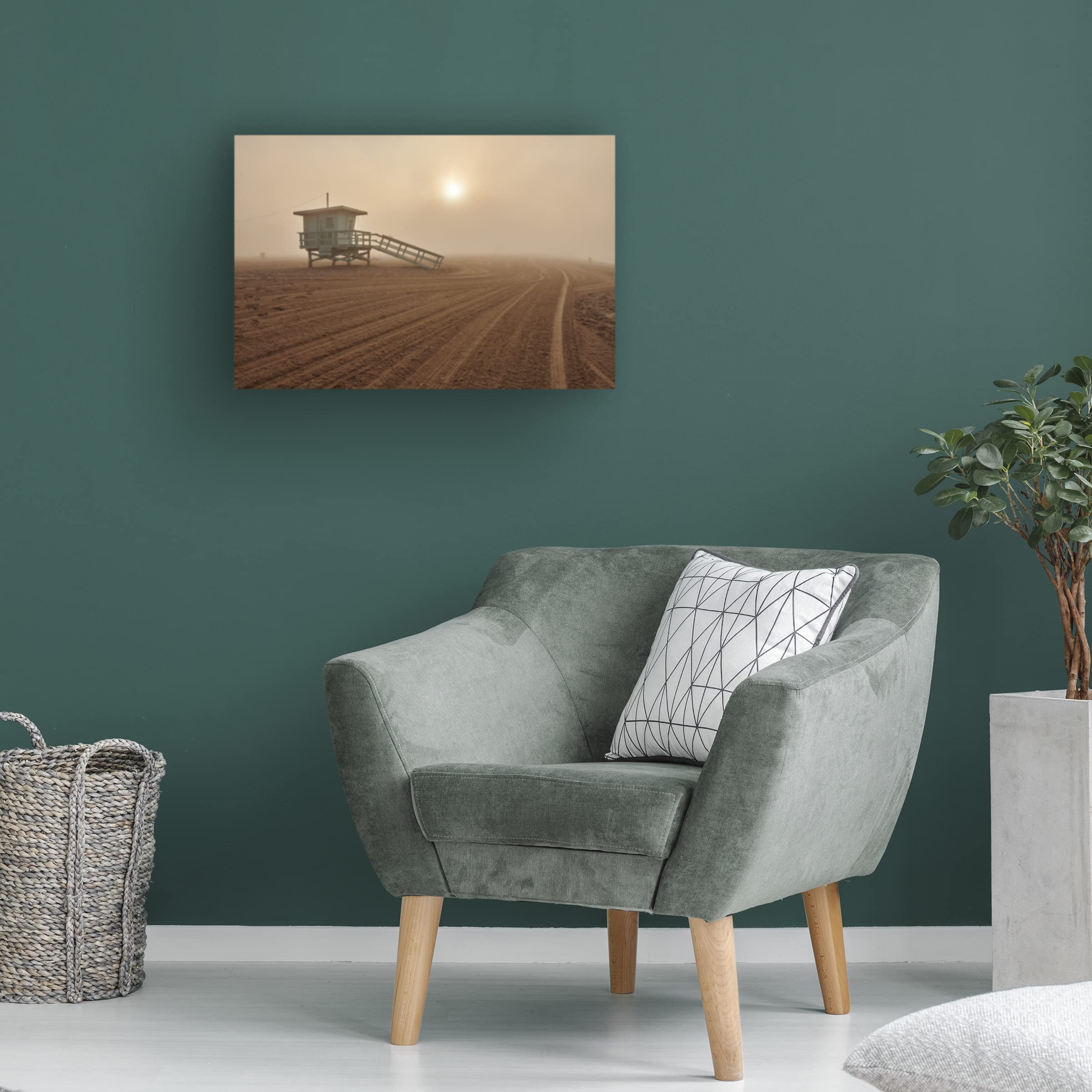 Fog On The Beach Santa Monica Canvas Wall Art Print by Martin Froyda - Coastal Home Decor for Living Room, Bedroom & Office