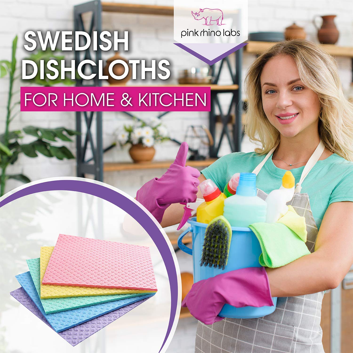 Eco-Friendly Swedish Dishcloths Set – Super Absorbent Reusable Kitchen Towels & Sponge Cloths for Washing Dishes, Cleaning Countertops – Perfect for Sustainable Home & Commercial Kitchens