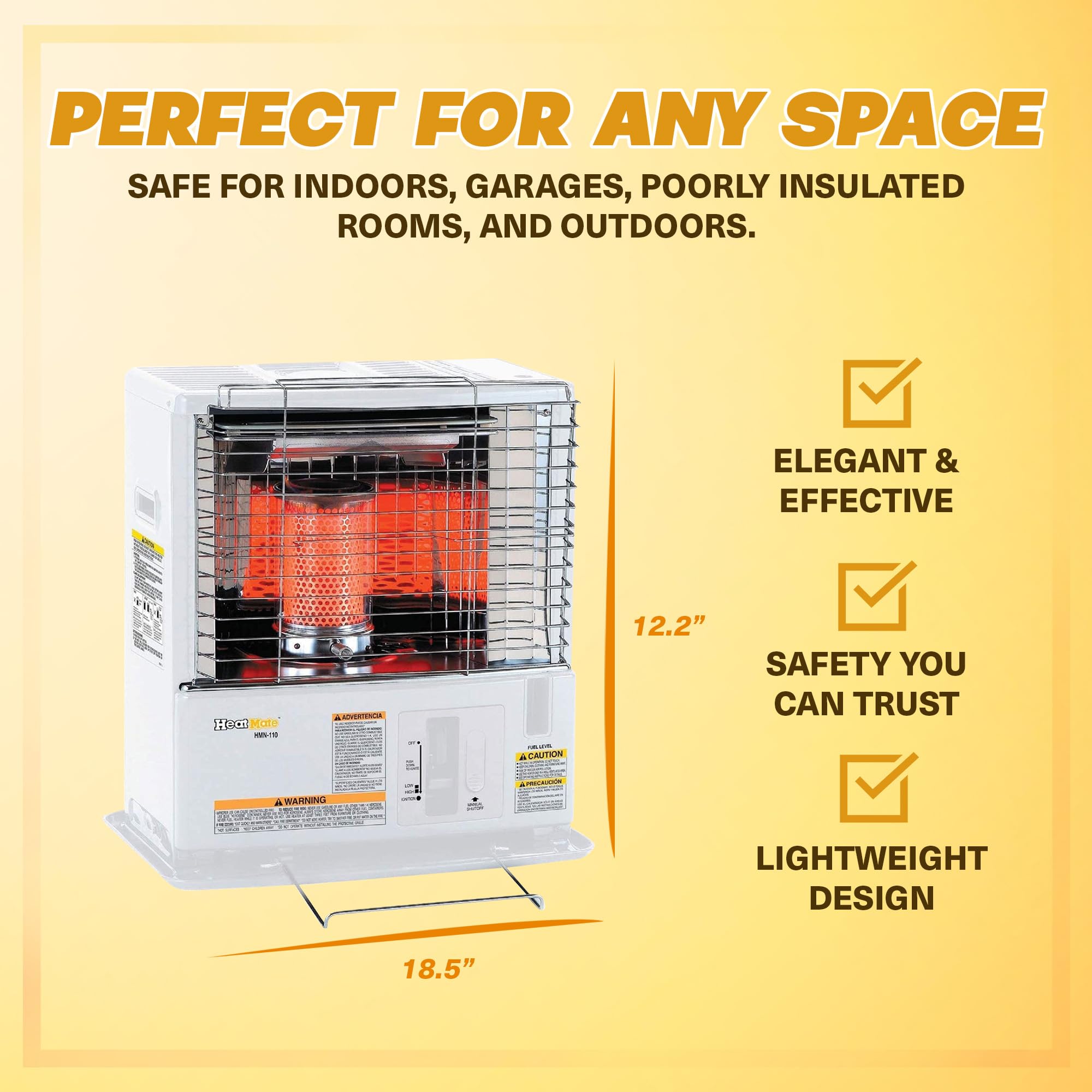 Sengoku 10,000 BTU Portable Kerosene Heater for Indoor & Outdoor Use - Covers 400 Sq.Ft with Auto Shut Off - Perfect for Garages, Camping & Emergency Heating
