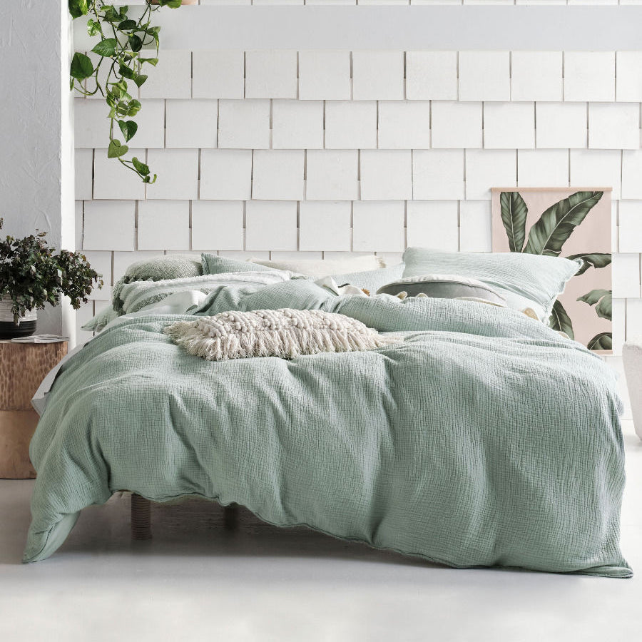 Linen House Elysian Stillwater Quilt Cover Set - Luxury 100% Cotton Bedding Set for Queen/King Size Beds - Perfect for Master Bedrooms, Guest Rooms & Coastal Home Decor