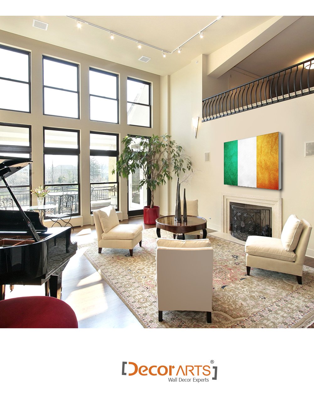 DECORARTS - Irish Flag Giclee Canvas Print 36x24 Inch - Premium Wall Art for Home, Office & Pub Decor - Perfect for St. Patrick's Day & Irish-Themed Rooms