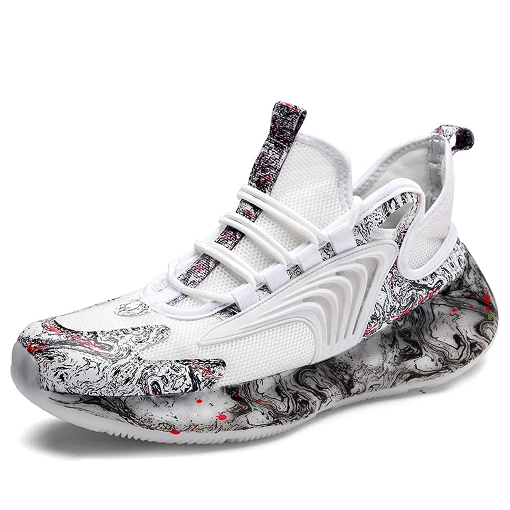 **LANE-EIGHT Basketball Shoes for Men – Inkjet Graffiti Fashion Sports Sneakers – Running & Training Shoes for Students & Athletes – Perfect for Court, Gym, and Casual Wear**