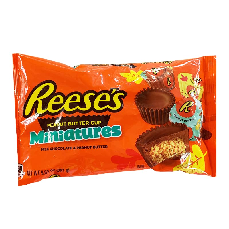 Reese's Fall Harvest Mini Milk Chocolate Peanut Butter Cups - Perfect for Halloween Treats, Thanksgiving Desserts & Autumn Snacking
