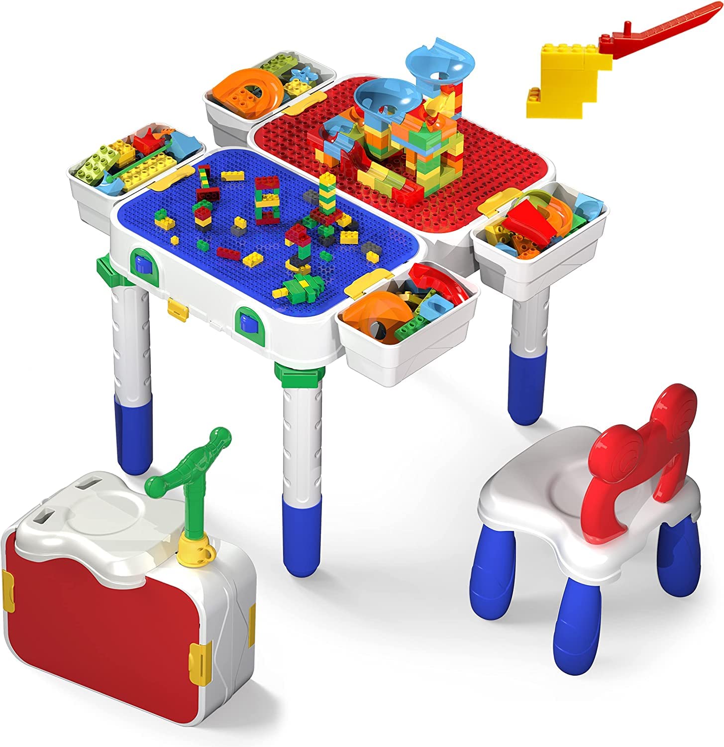 PicassoTiles 100pcs Magnetic Marble Run Race Track & Building Blocks STEM Toy Set with Adjustable Play Table & Storage - Educational Construction Kit for Kids Brain Development - Perfect for Playroom, Classroom & Birthday Gifts