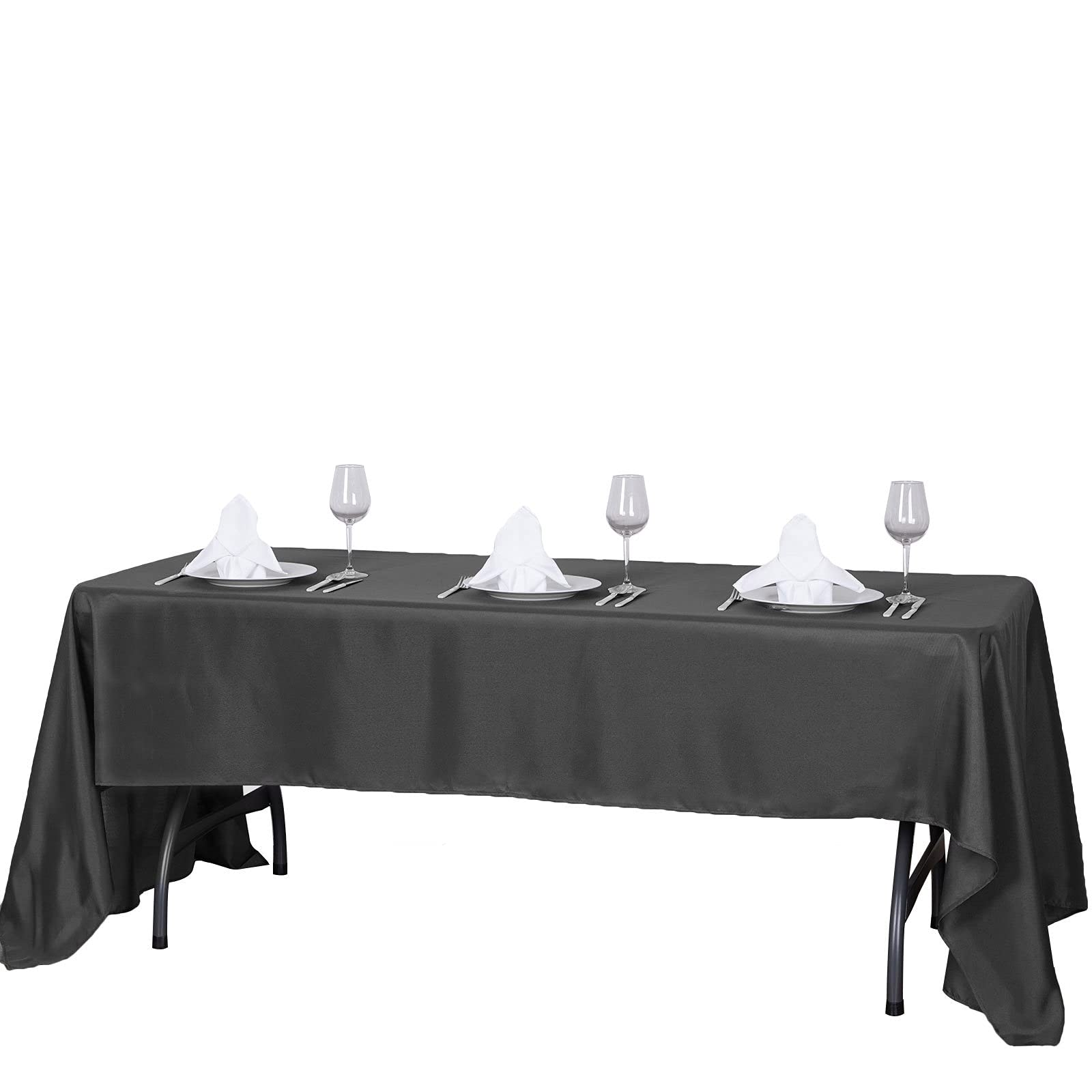 BalsaCircle 10 Pack 60x126 Inch Charcoal Grey Polyester Tablecloths - Rectangle Table Covers for Wedding, Party, Banquet & Events - Waterproof & Wrinkle-Resistant Dining Linens
