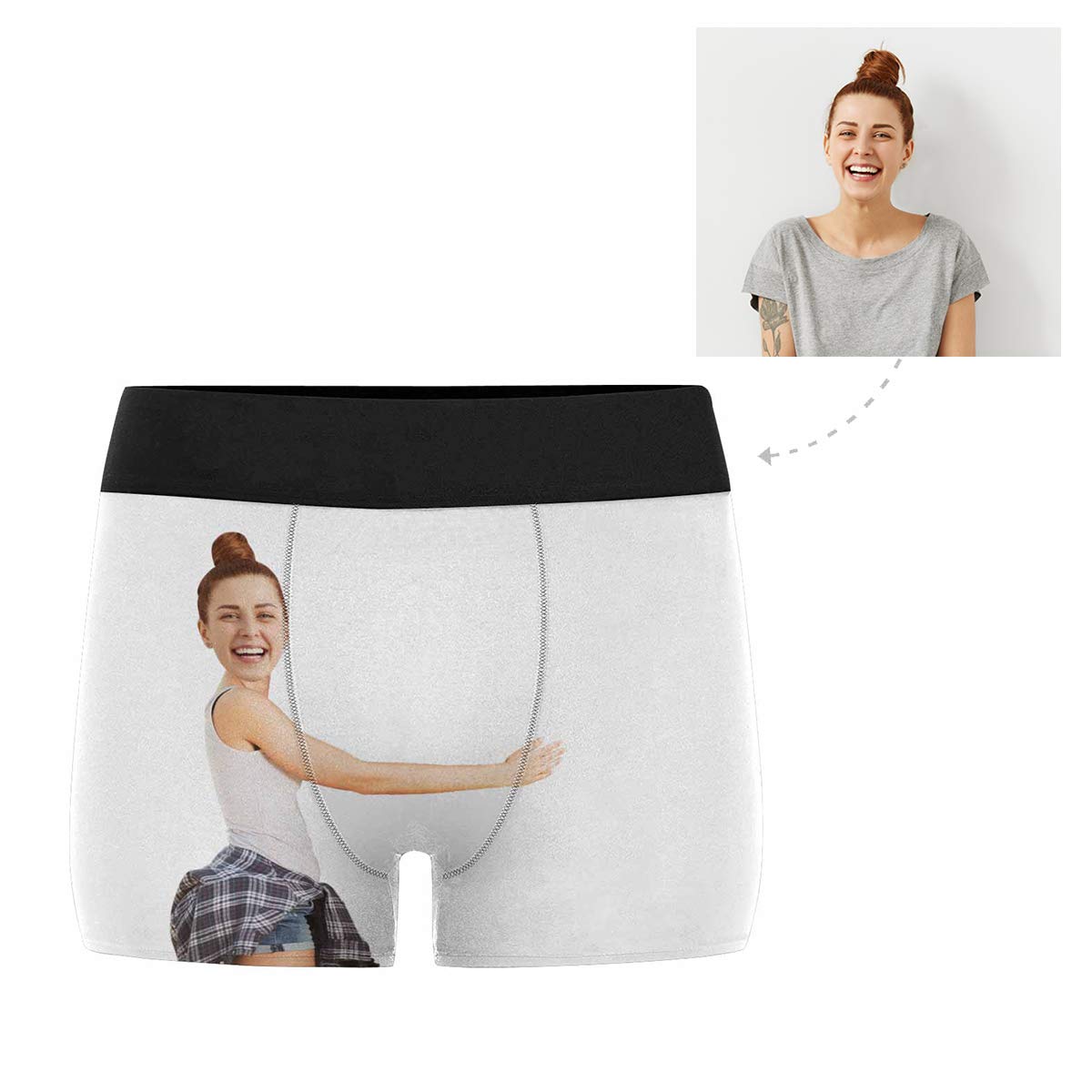 Custom Personalized Face Boxer Briefs for Men - Valentine's Day Gift with Watermelon Red Design - Funny Underwear for Couples, Groomsmen & Special Occasions - Perfect for Anniversaries, Bachelor Parties & Romantic Surprises