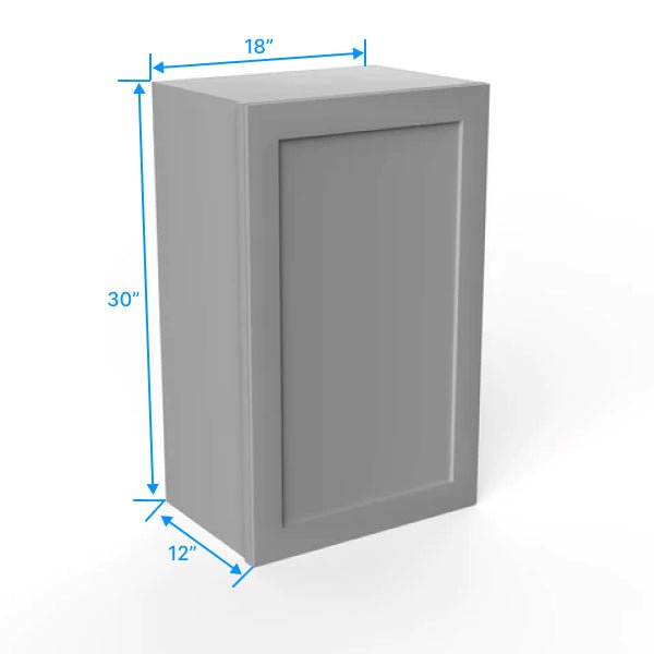 30 Inch Wall Cabinet - 18W x 30H x 12D Grey Shaker Style Kitchen Storage | Perfect for Pantry, Bathroom & Laundry Room Organization
