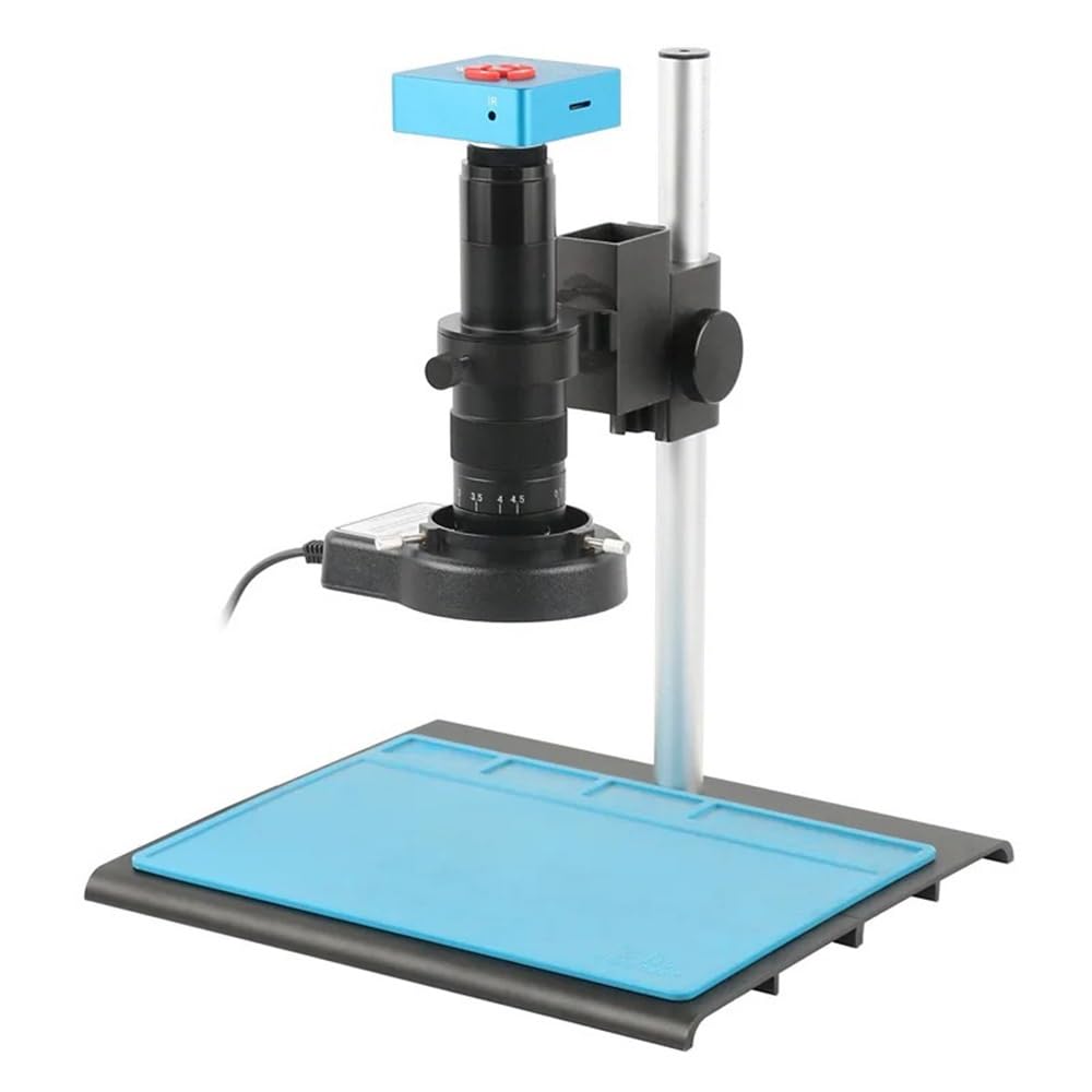 4K 55MP HDMI USB Digital Microscope Camera with Adjustable Magnification (180X) - C Mount Lens, 56 LED Ring Light & Microscope Slides Kit | Perfect for Electronics Repair, Coin Collecting, Jewelry Inspection & Science Education