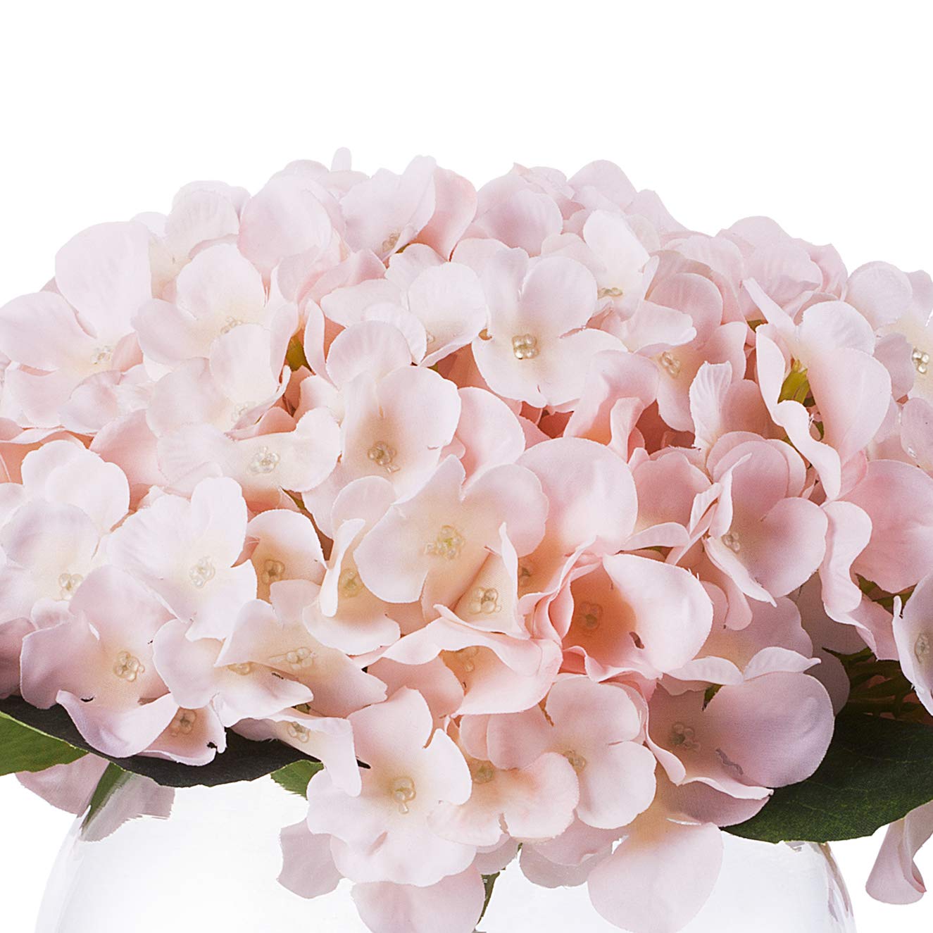 ENOVA HOME Real Touch Silk Hydrangea Flower Arrangement in Clear Glass Vase - Elegant Home & Wedding Decor (Blush Pink) | Perfect for Centerpieces, Table Decor, Living Room, Bedroom & Office Decorations