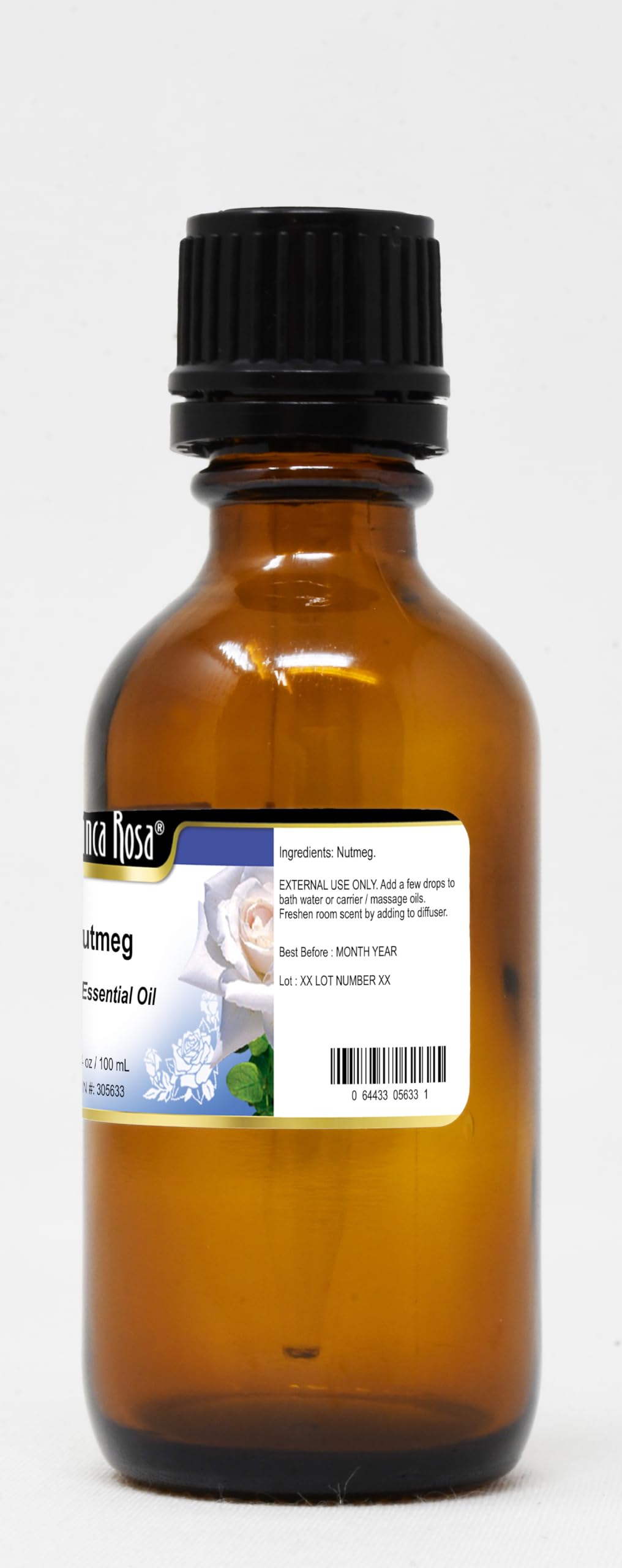 Nutmeg Pure Essential Oil 3.40 oz (100ml) for Aromatherapy, Massage & Stress Relief - ZIN: 305633 - Perfect for Diffusers, DIY Skincare & Home Spa
