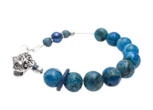 Skull Abacus Beaded Bracelet - Row Counter for Knitting & Crochet - Track Stitches & Rows - Perfect for Crafters & DIY Enthusiasts (Great for Yarn Projects, Handmade Gifts & Counting Progress)