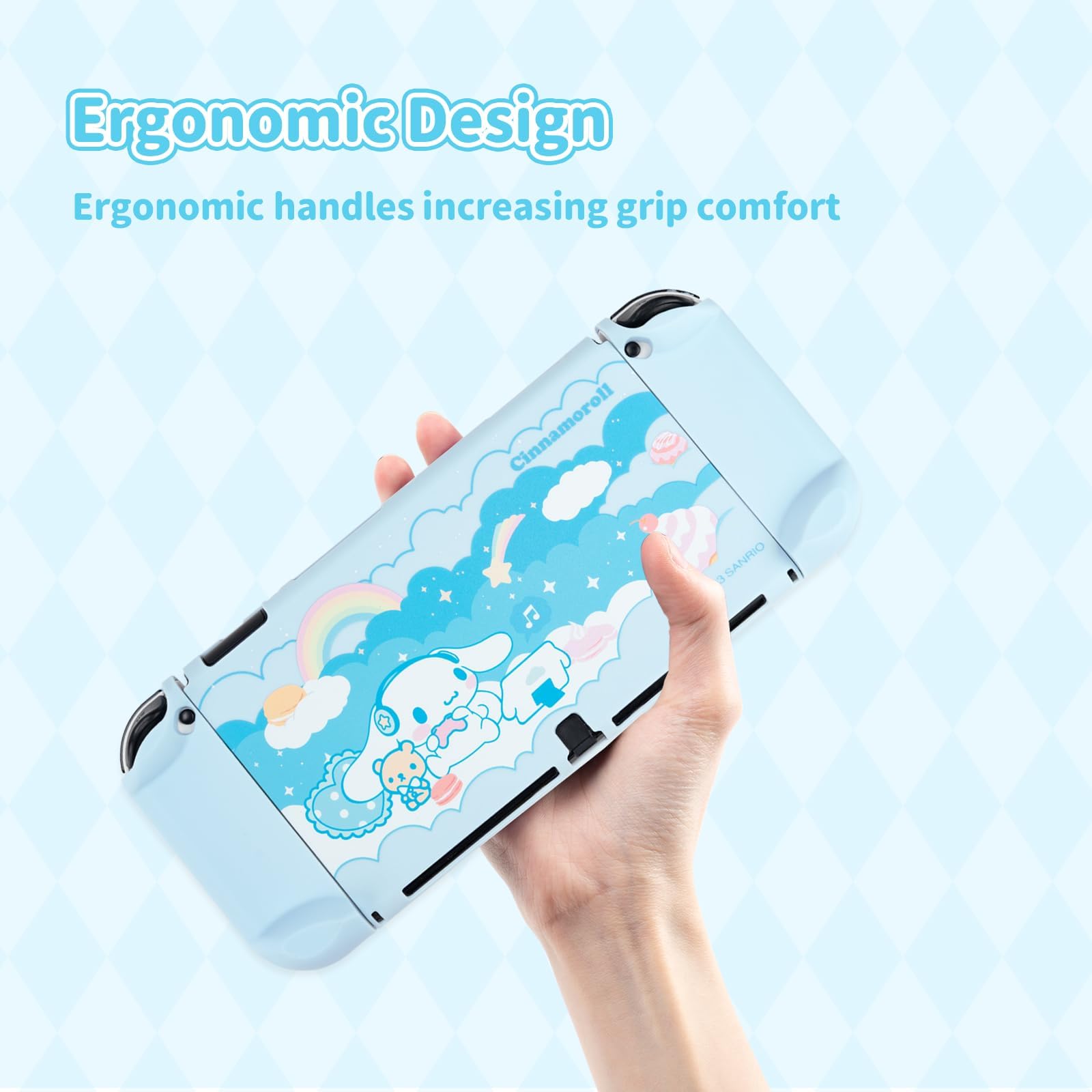 Kawaii Cartoon Switch OLED Protective Case - Hard PC Slim Cover Shell for Nintendo Switch OLED Console & Joy-Con Controllers - Perfect for Gaming, Travel & Home Entertainment