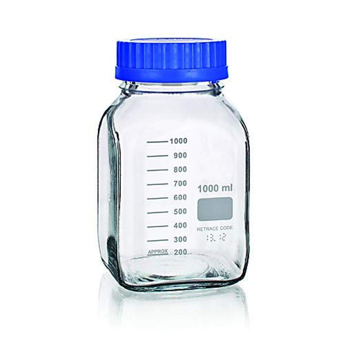 United Scientific™ Borosilicate Glass Media Storage Bottles - Wide Mouth Square GL80 (5000mL) - Lab-Grade Chemical & Liquid Storage - Perfect for Laboratory, Home Brewing, and Science Experiments