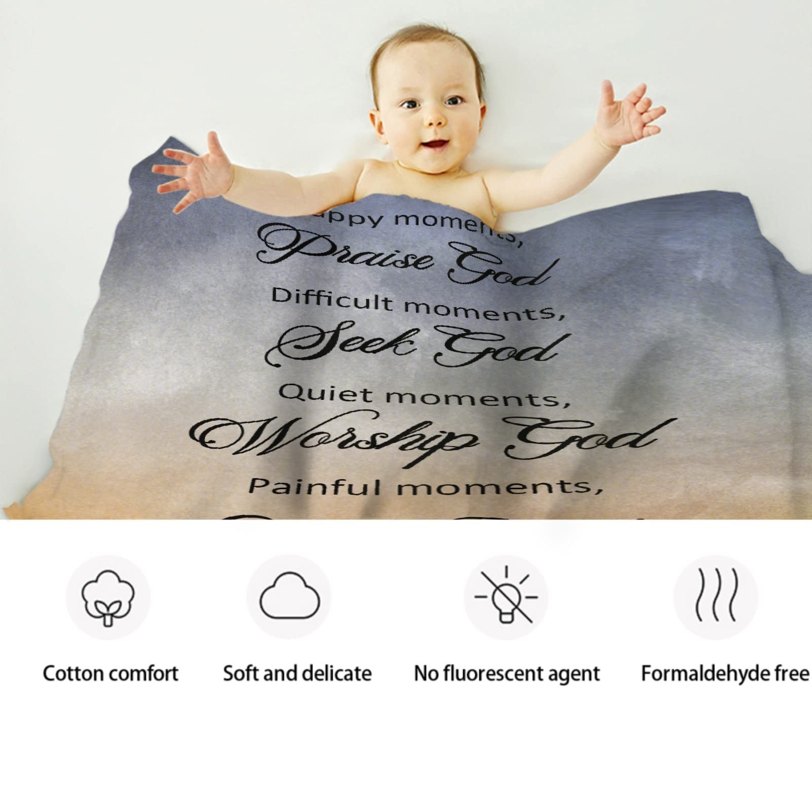 Inspirational Religious Prayer Blanket - Lightweight Super Soft Microfiber Flannel Throw Blanket for Couch, Bed, Sofa & Chair (40x30 Inches) - Perfect for Home Decor, Gift Giving & Pet Comfort