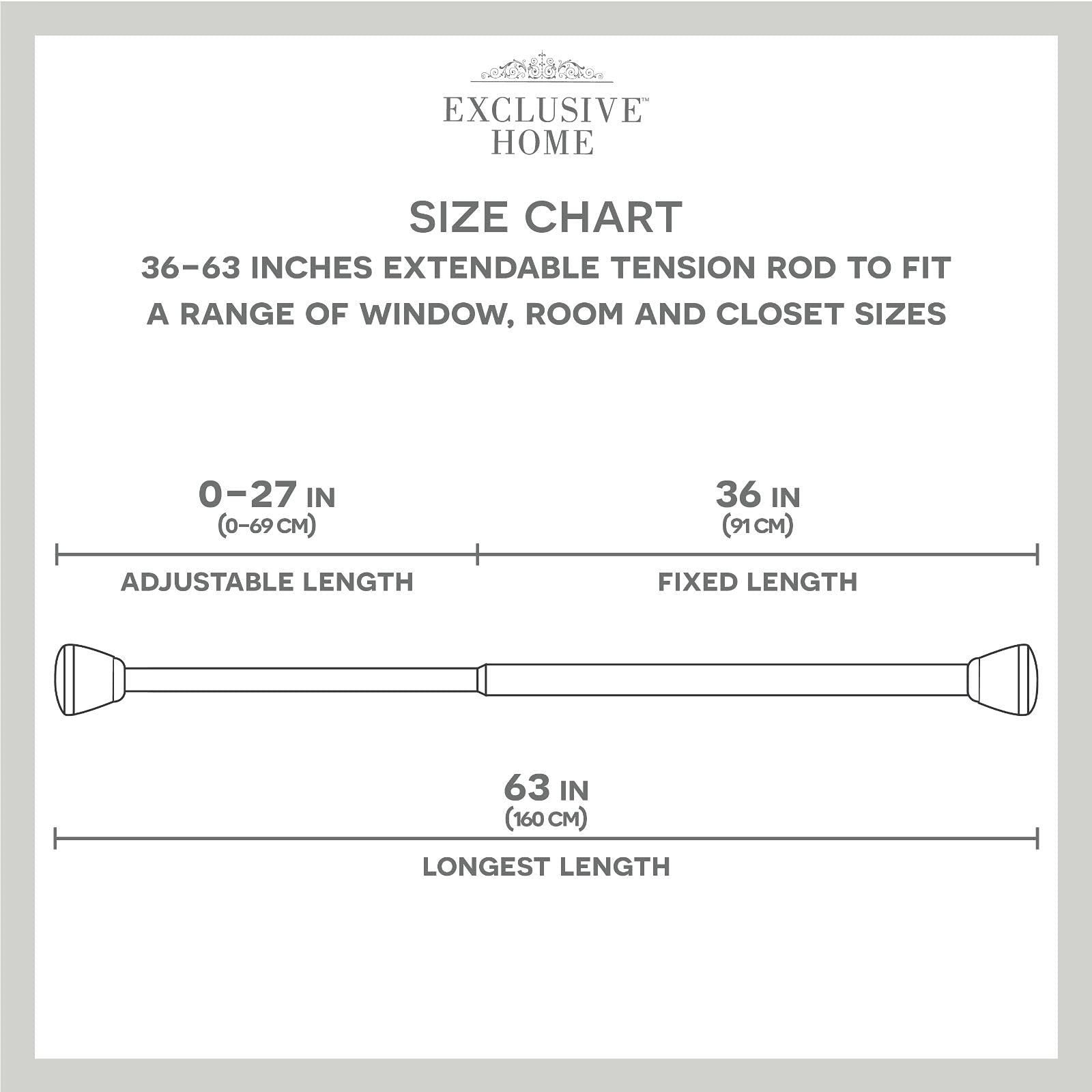 Premium Adjustable Tension Curtain Rod 36