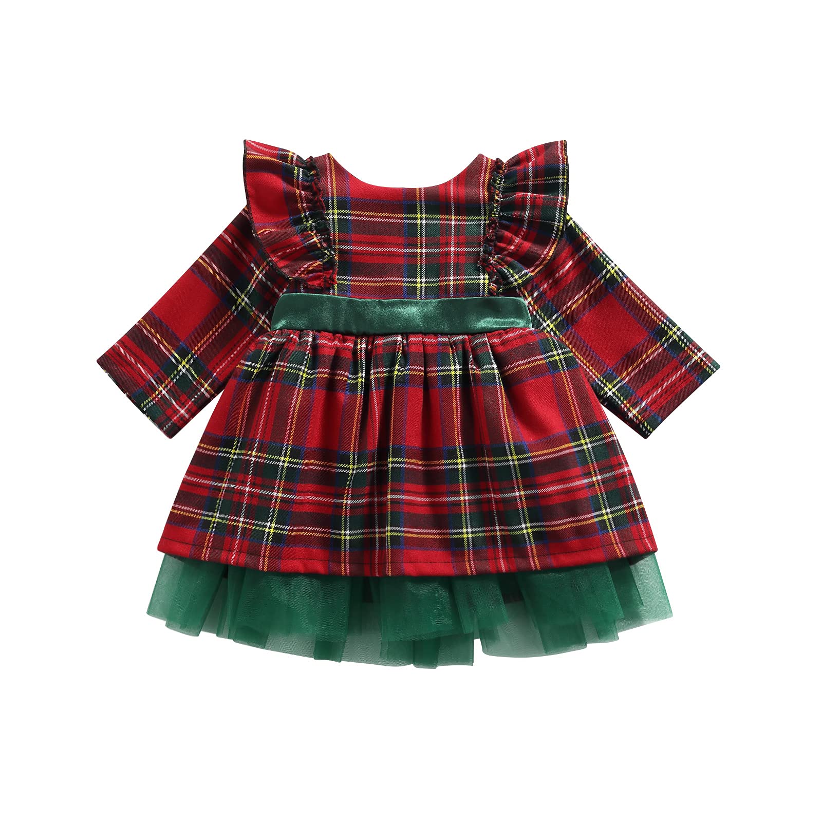 Adorable Toddler Baby Girls Christmas Dress with Bowknot - Buffalo Plaid Party Pageant Princess Gown for Newborn Infant | Perfect for Holiday Photos, Christmas Parties & Special Occasions