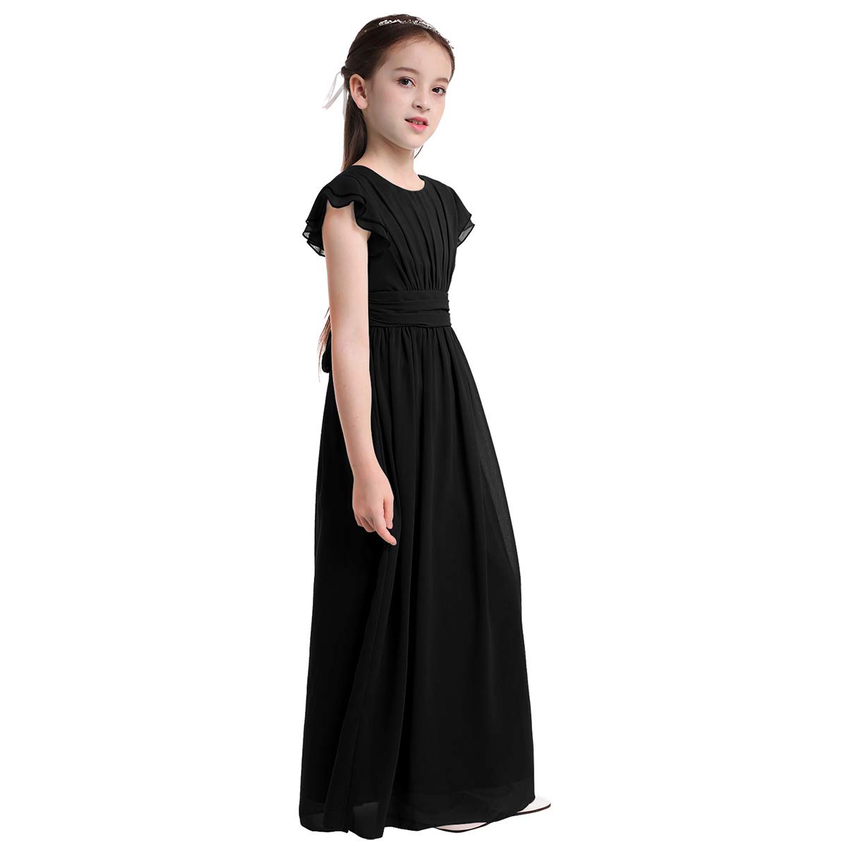 Flower Girl Dresses with Flutter Sleeves & Ruffles - Elegant Bridesmaid Prom Gowns for Weddings, Formal Parties & Special Occasions | Perfect for Flower Girls, Pageants & First Communion