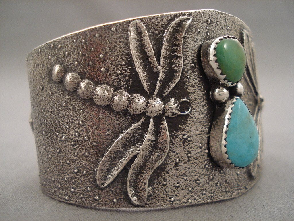 100 Grams Navajo Native American Jewelry - Dragonfly Love Green & Blue Turquoise Bracelet for Women | Handmade Southwest Boho Style | Perfect for Festivals, Weddings & Boho Fashion