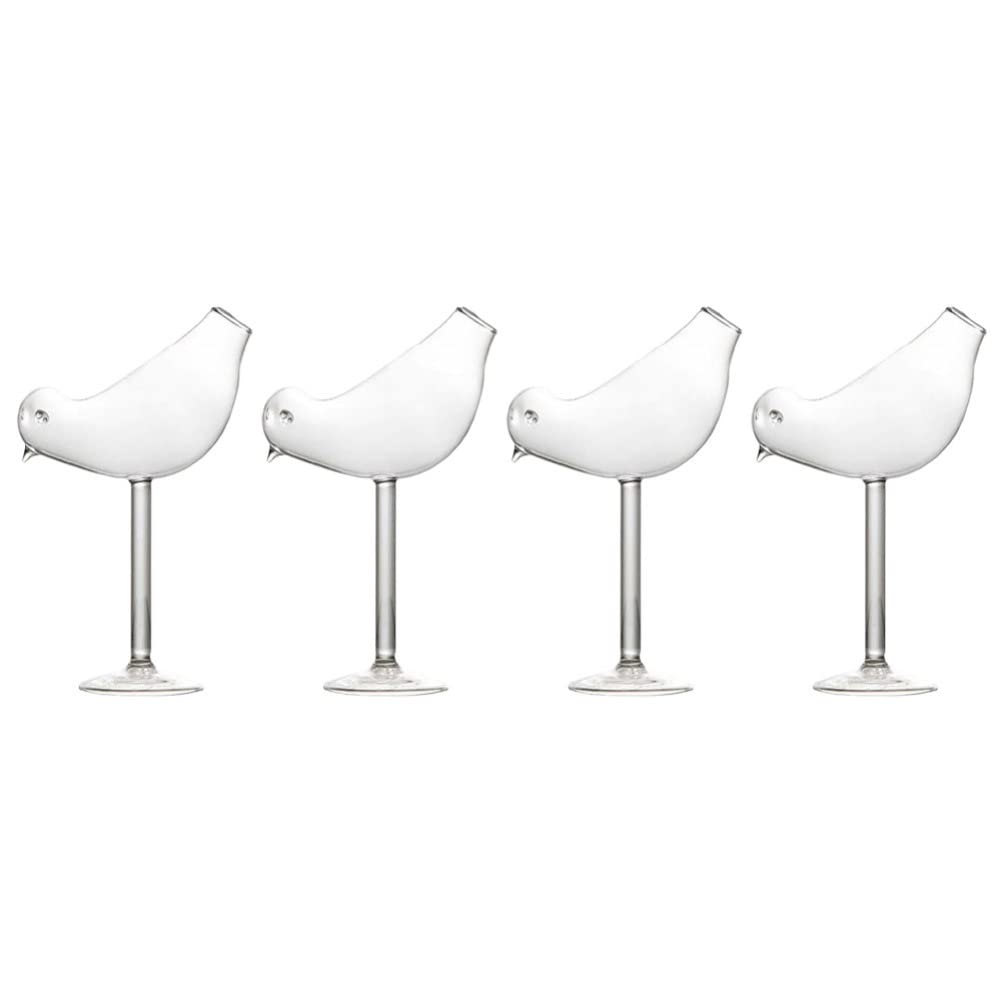 Yardwe 4-Piece Clear Glass Cocktail Cups - Elegant Bird Design Whiskey, Margarita & Aperitif Glasses for Bar, Pub, Kitchen, Party & Wedding - Perfect for Flamingo-Themed Events & Home Entertaining