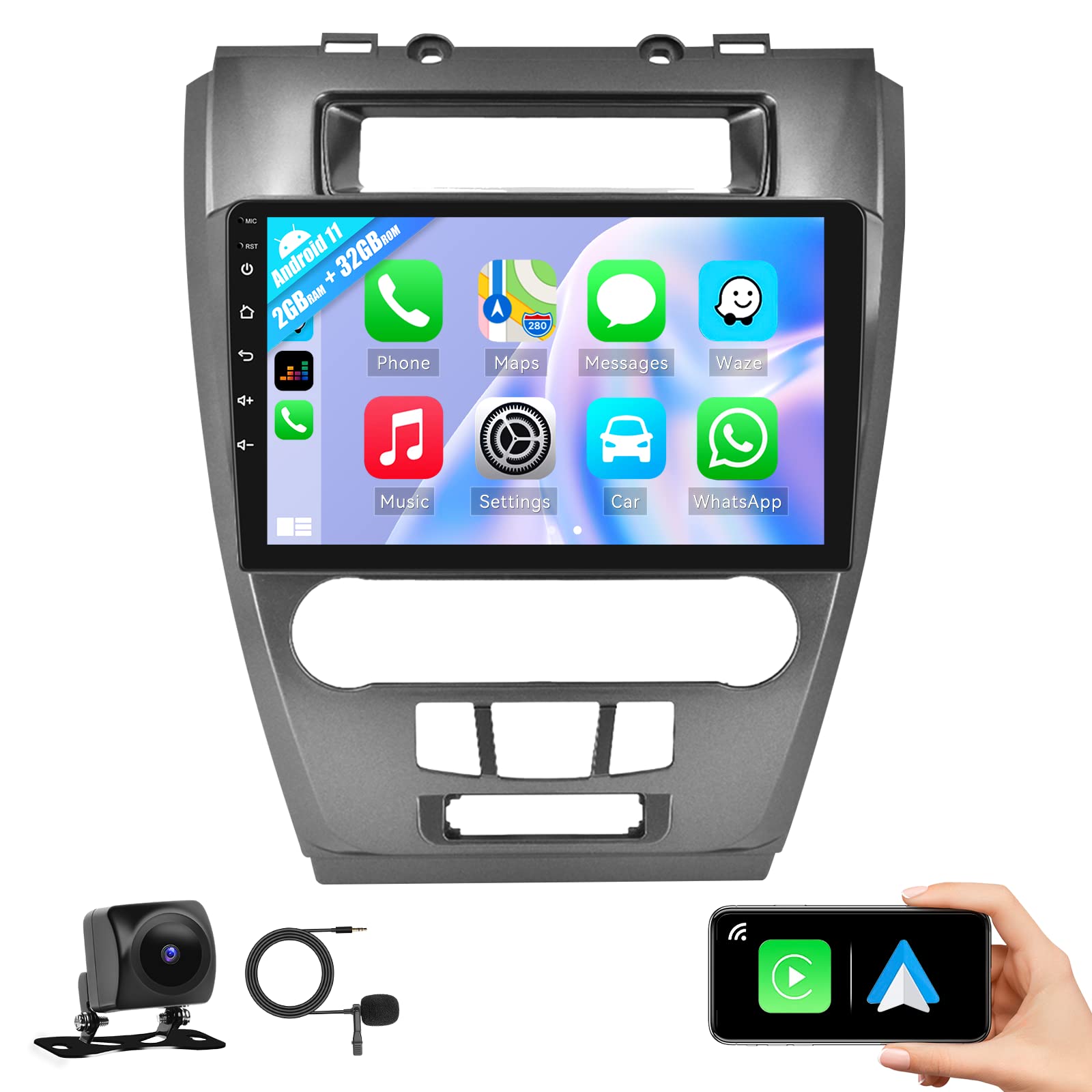 2+32GB CAMECHO Android 11 Car Stereo for Ford Fusion 2010-2012 | 10.1